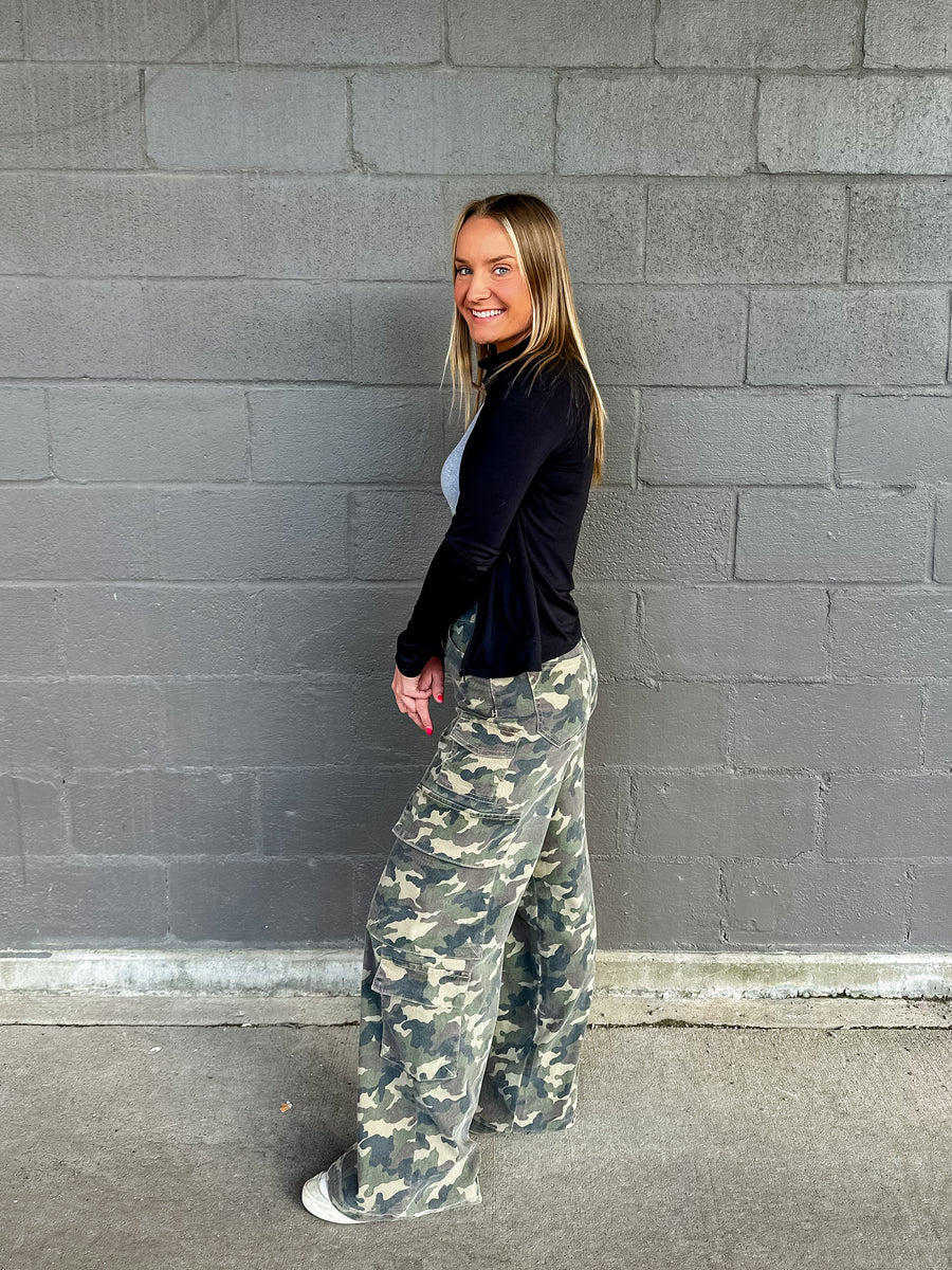 Casey Camo Wide Leg Cargo Jeans