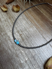 Golden Hill Turquoise Choker – Sterling Silver Pearls
