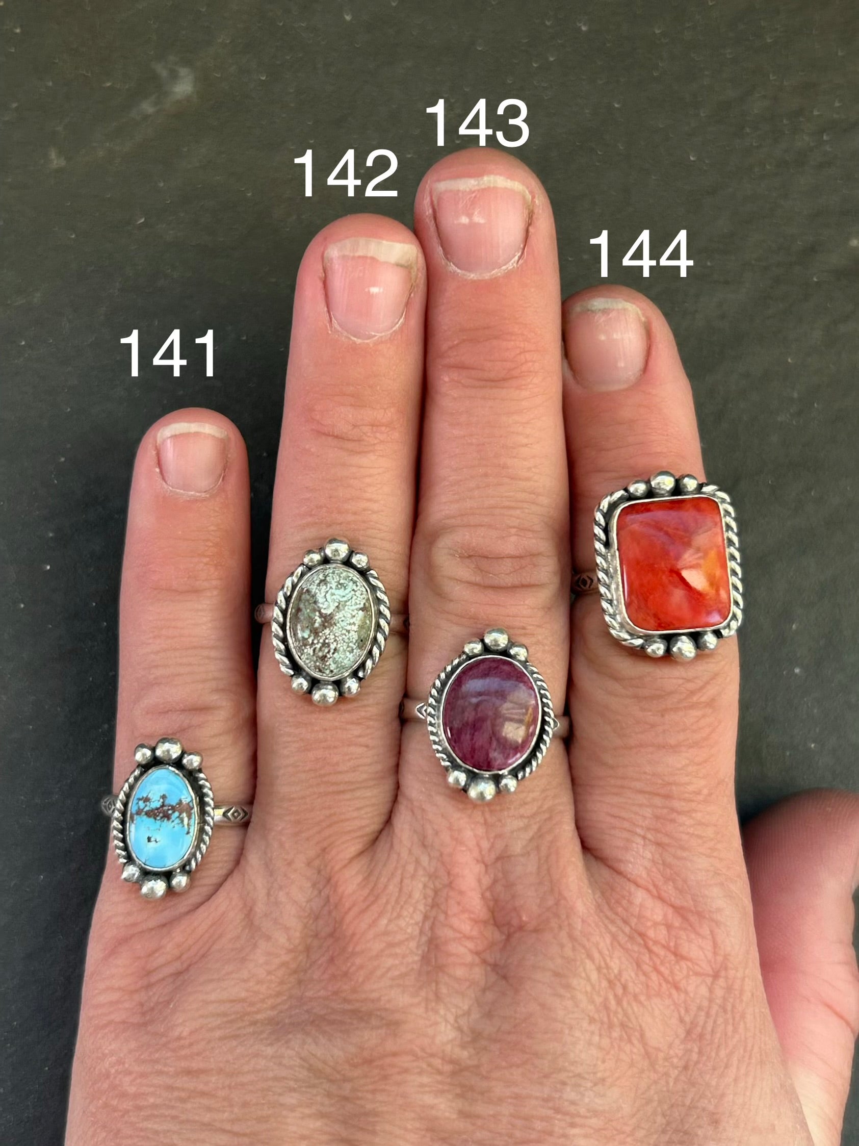 143 - Sterling Silver Purple Spiny Oyster Medicine Man Eye Stamped Stacking Ring by Jason Ogg
