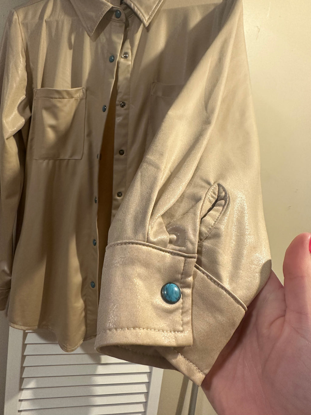 Leather Lux Button Up (Sand)