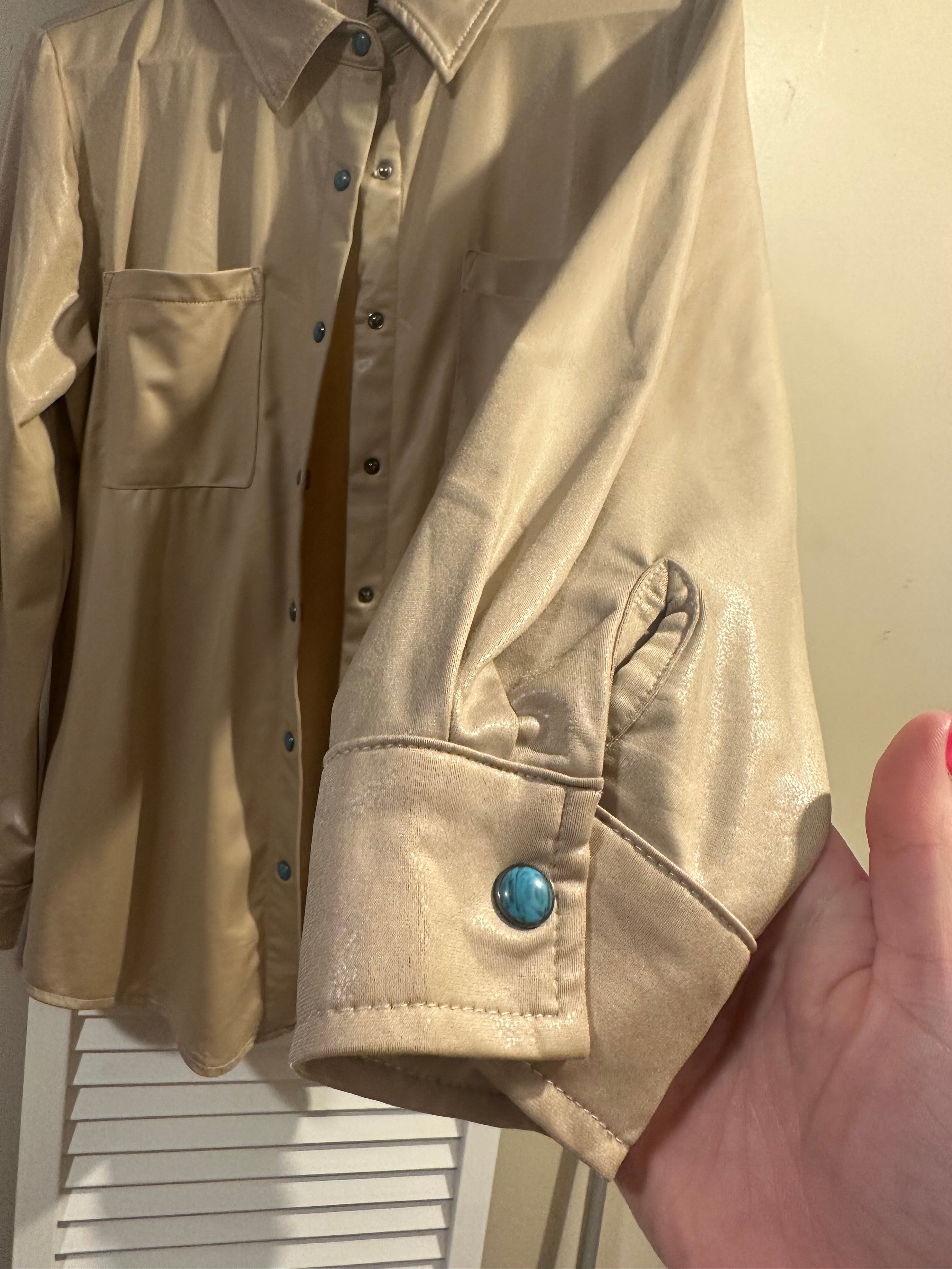 Leather Lux Button Up (Sand)