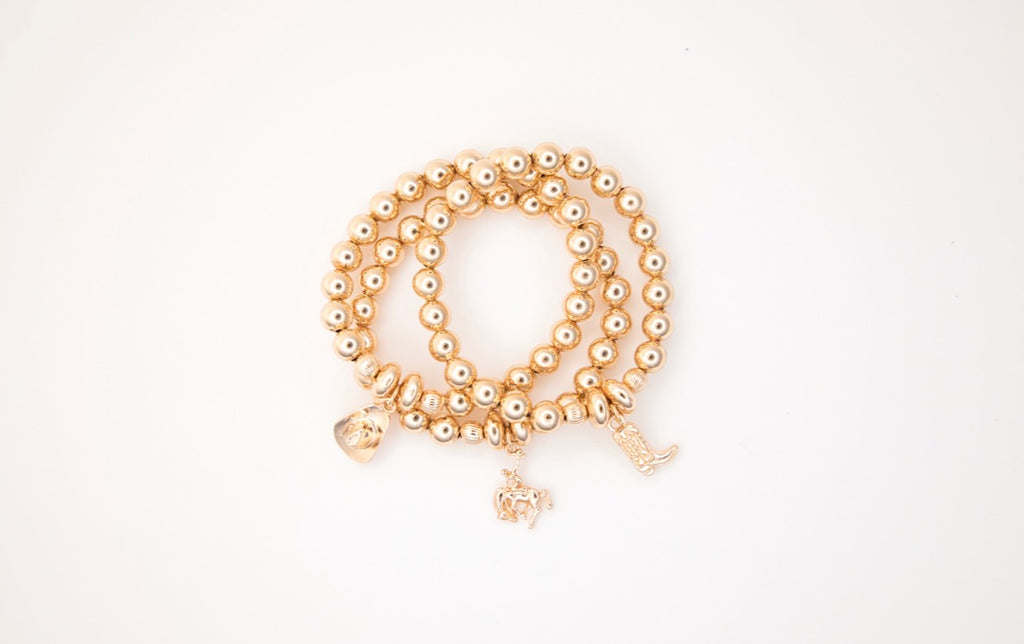 Cowgirl Charm Bracelet Set (Gold)