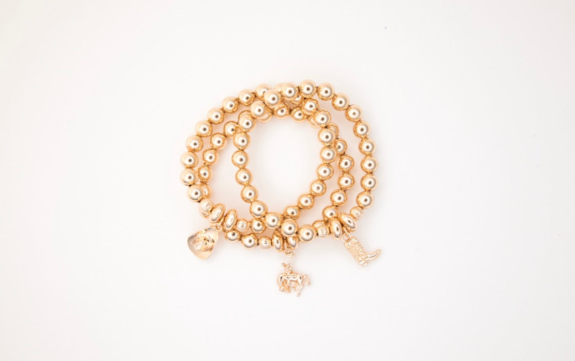 Cowgirl Charm Bracelet Set (Gold)