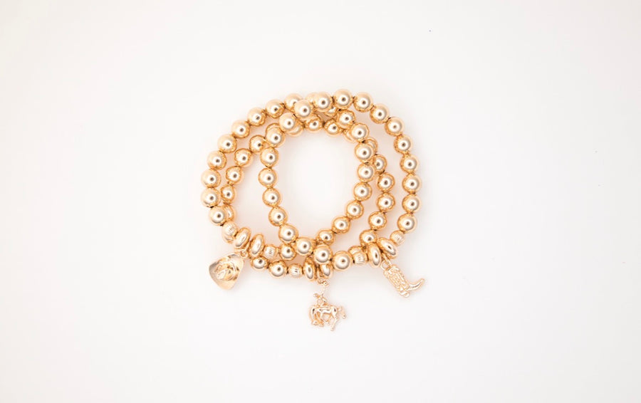 Cowgirl Charm Bracelet Set (Gold)