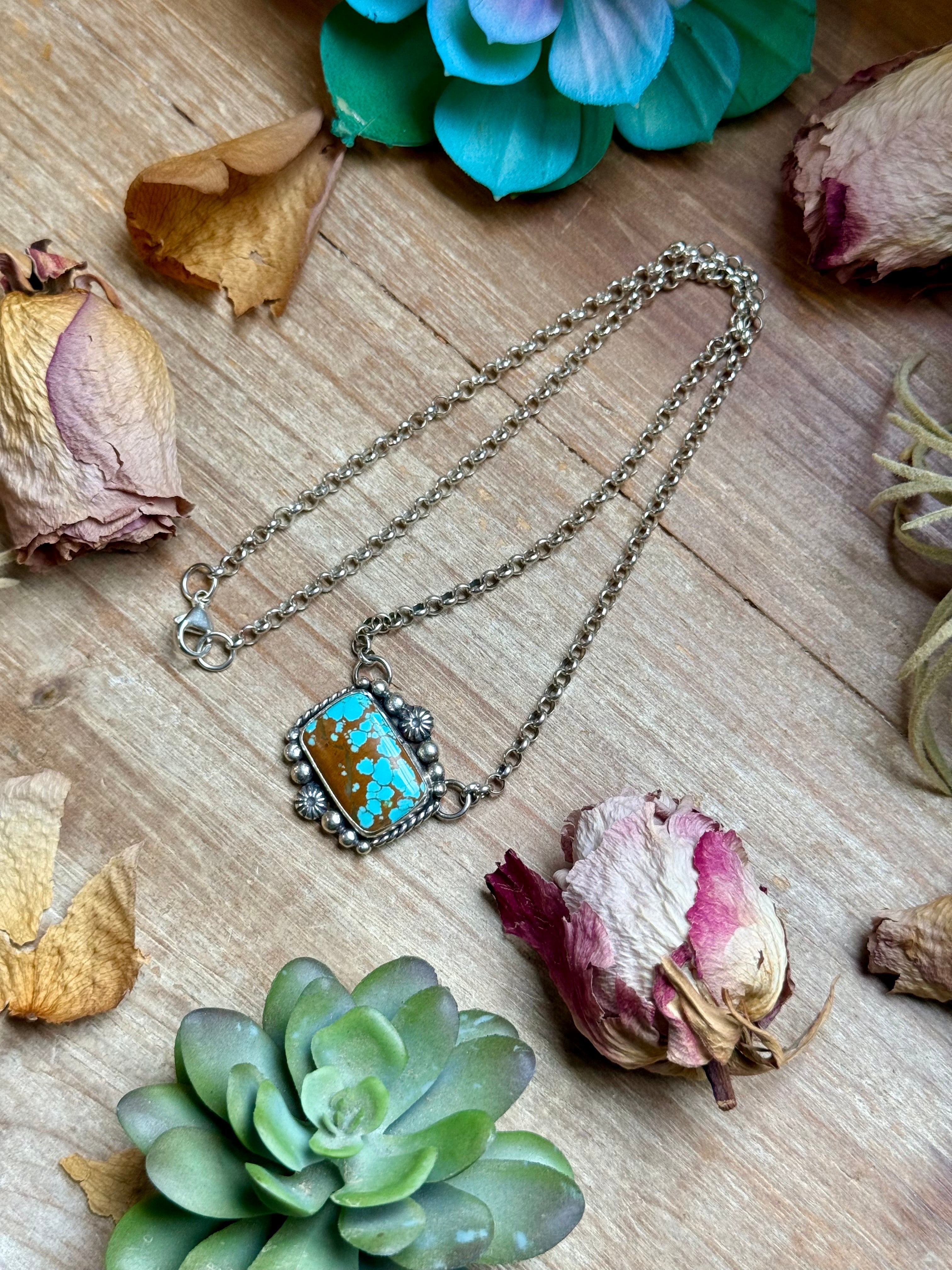 112 - Sterling Silver Mine #8 Turquoise Bar Necklace by Jason Ogg