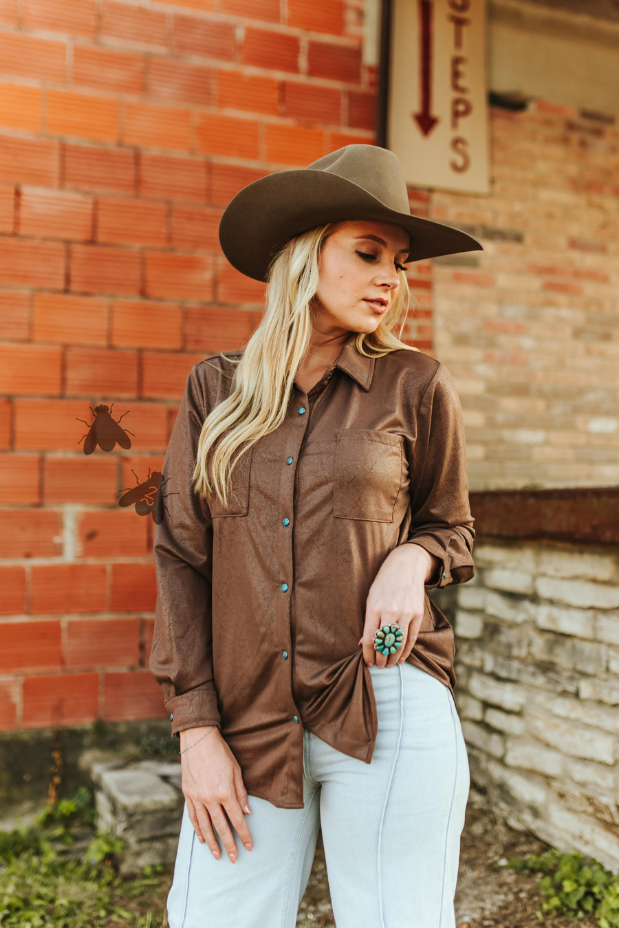 Leather Lux Button Up (Chocolate)