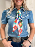 Colorful geometric design twilly scarf