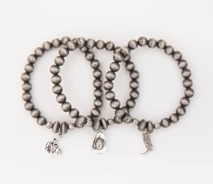 Cowgirl Charm Bracelet Set (Silver)