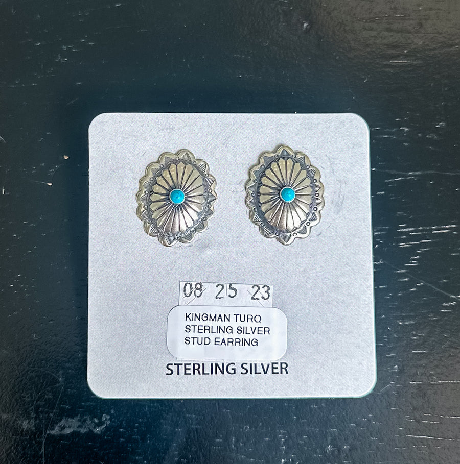 Oval Concho Stud Earrings