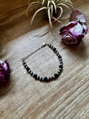 Black Onyx & Sterling Silver Pearl Bracelet – 5mm