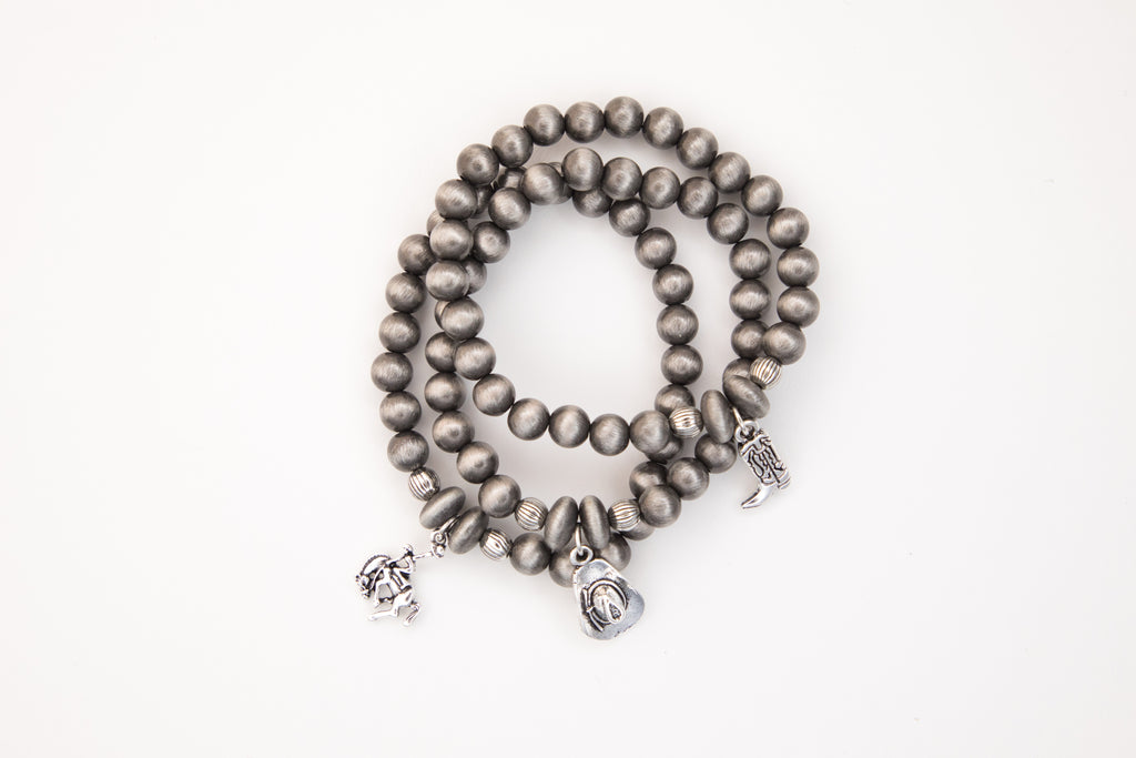 Cowgirl Charm Bracelet Set (Silver)