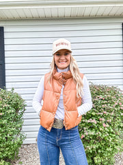 Howdy Embroidered Trucker Hat (Tan)