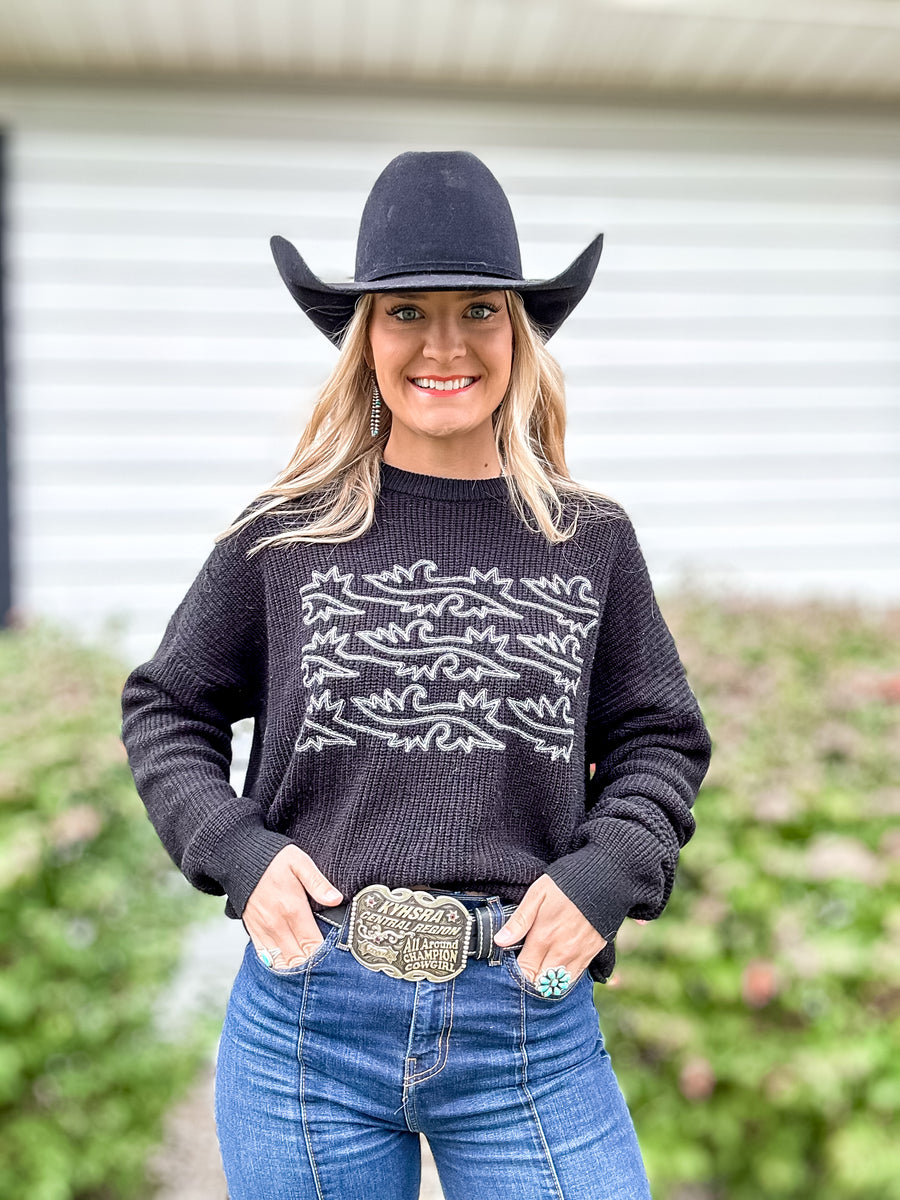 Cowboy Stitch Ribbed Sweater