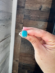 Square Kingman Turquoise Ring – Sterling Silver