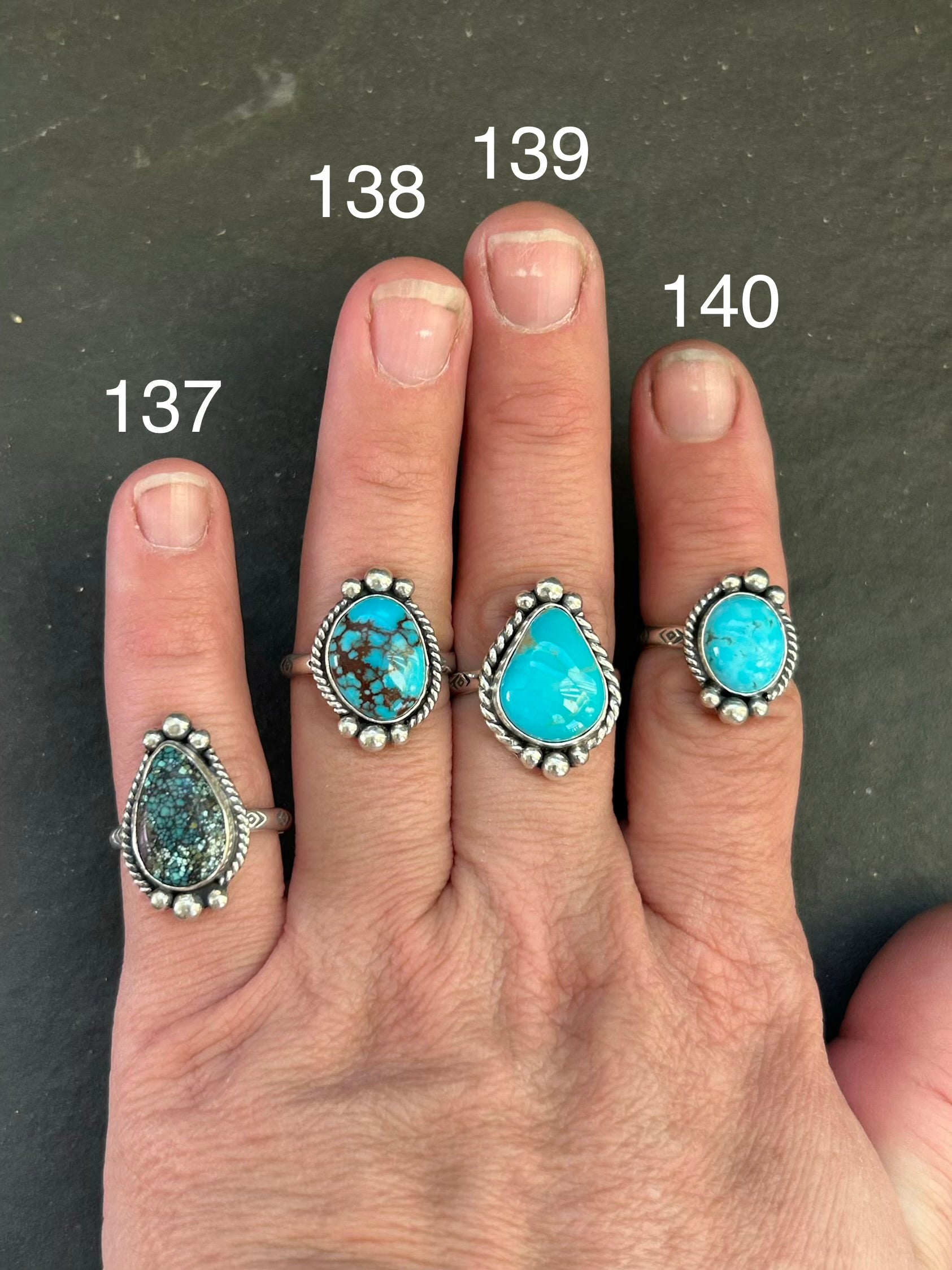 139 - Sterling Silver Royston Turquoise Medicine Man Eye Stamped Stacking Ring by Jason Ogg