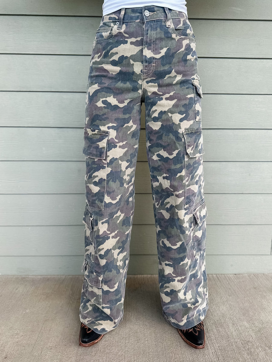 Casey Camo Wide Leg Cargo Jeans