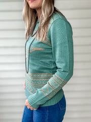 Longhorn Sweater (Aqua)