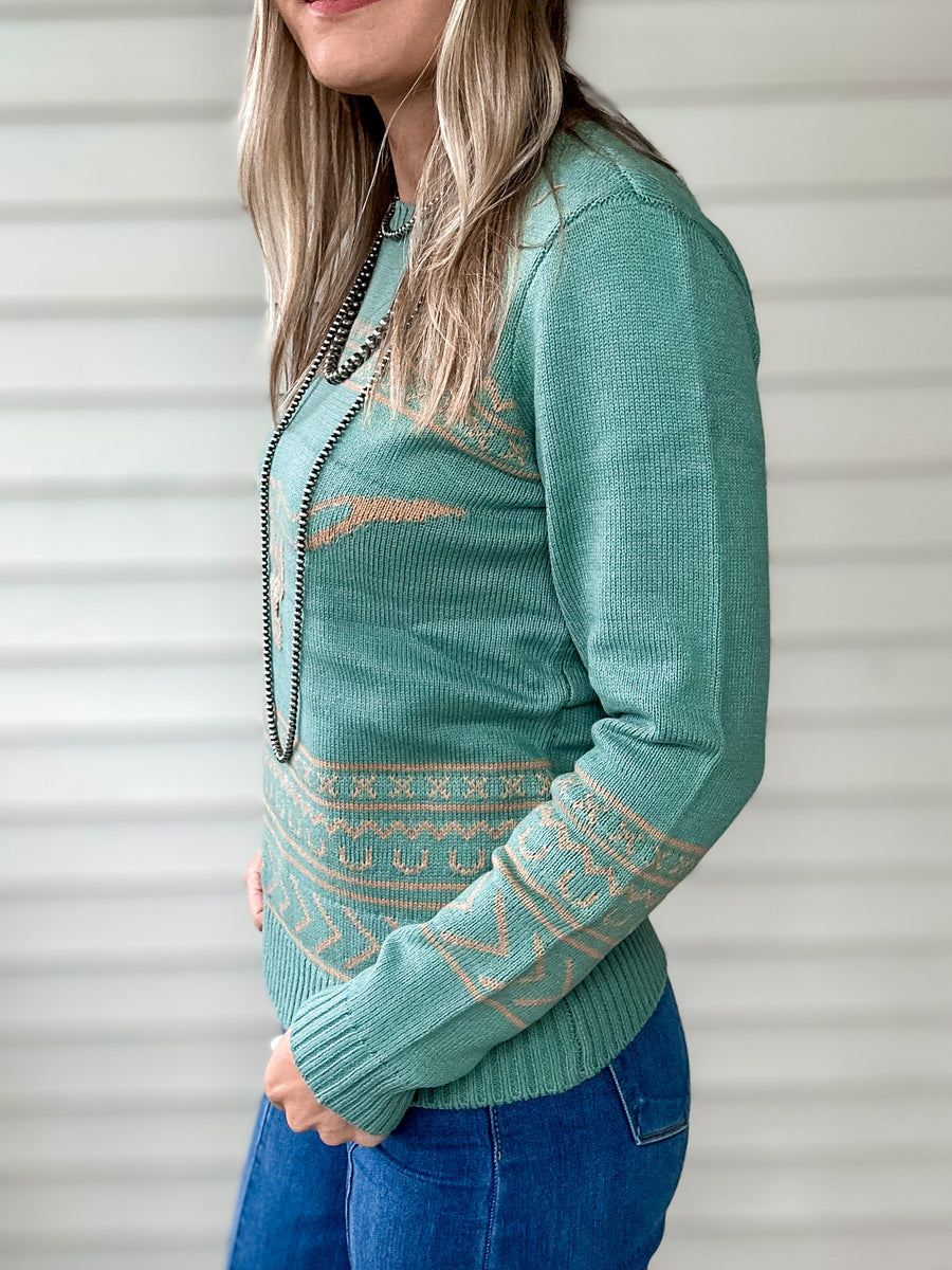 Longhorn Sweater (Aqua)