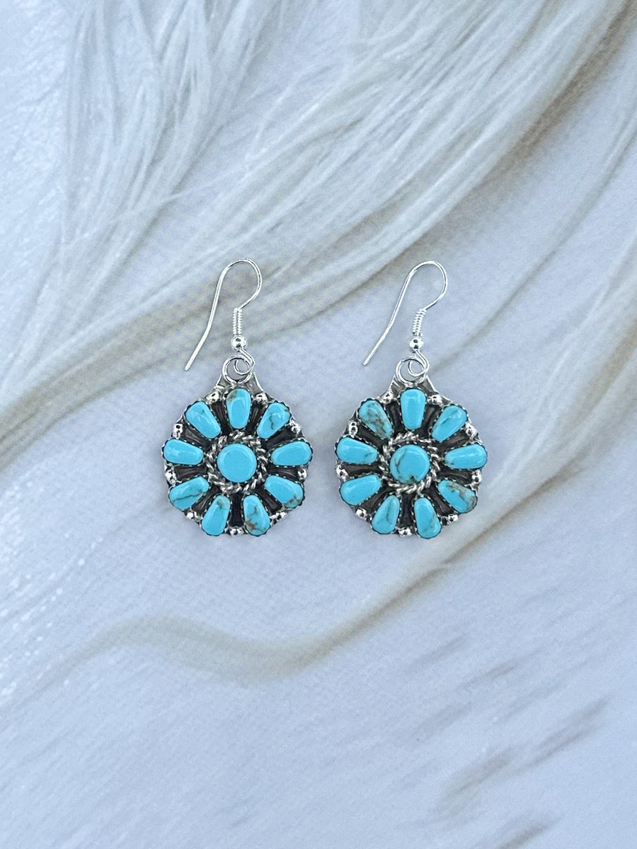 Navajo Handmade Kingman Turquoise Earrings