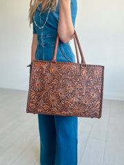 Lacey leather tooled briefcase