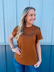 Get Fringey With It Tee (Saddle)