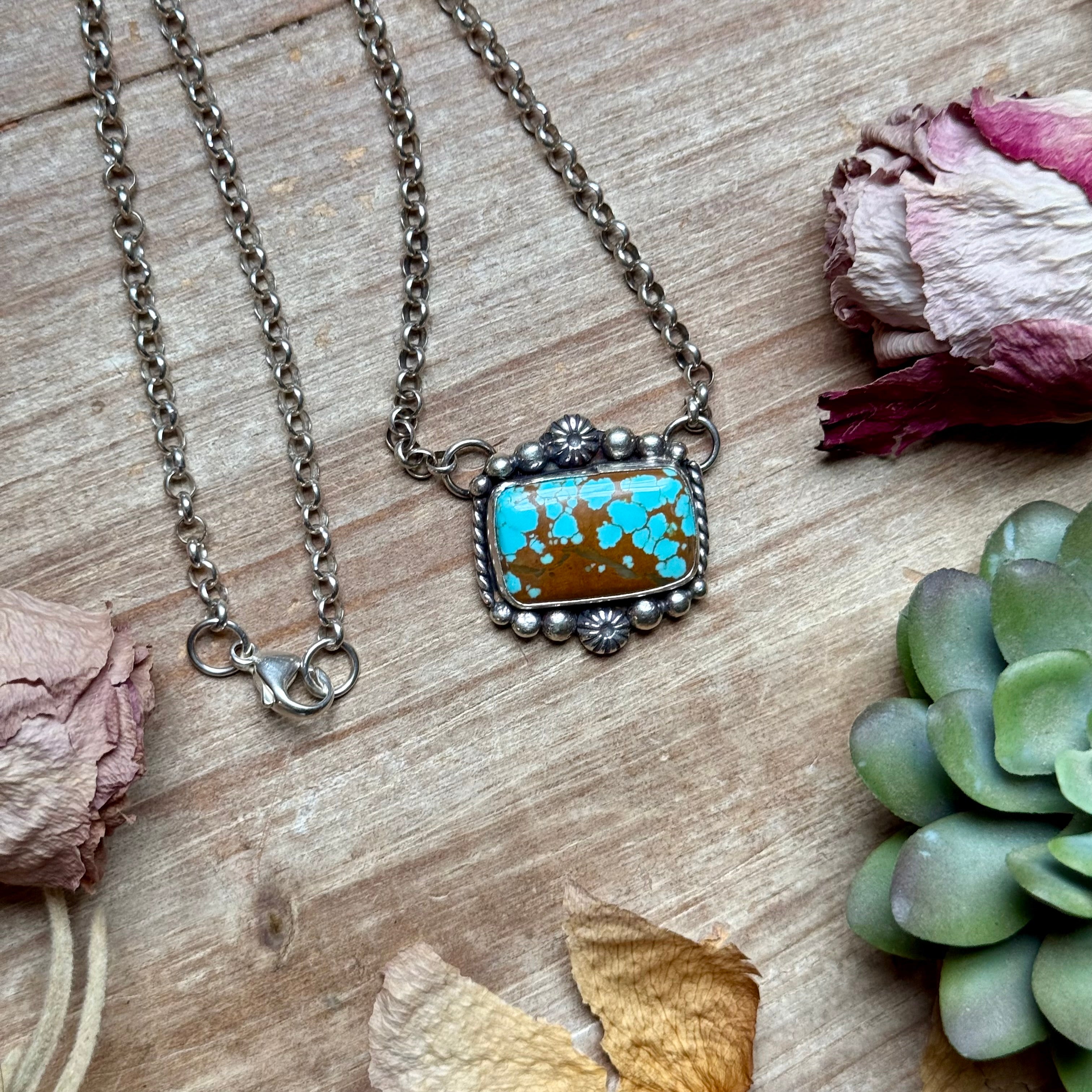 112 - Sterling Silver Mine #8 Turquoise Bar Necklace by Jason Ogg