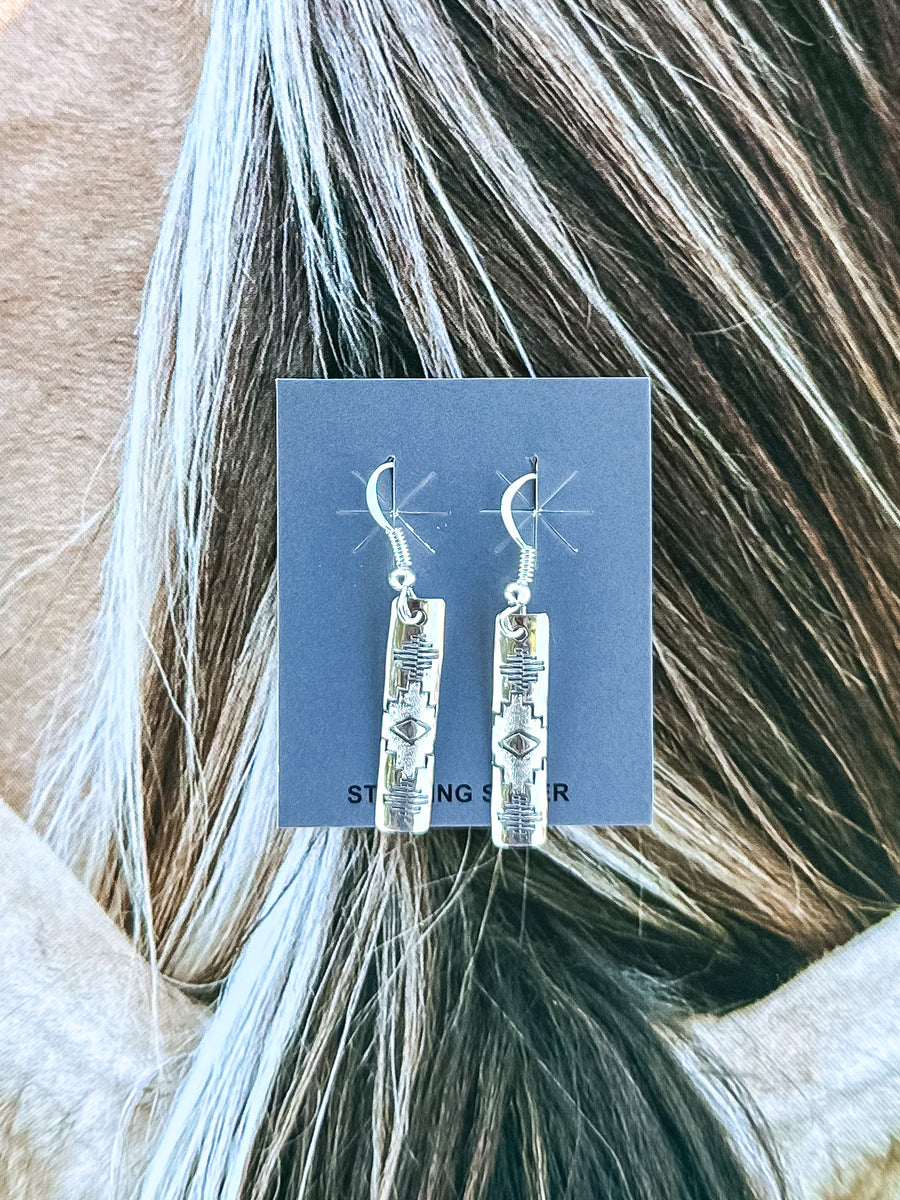 Navajo Handmade Aztec Dangle Earrings 1