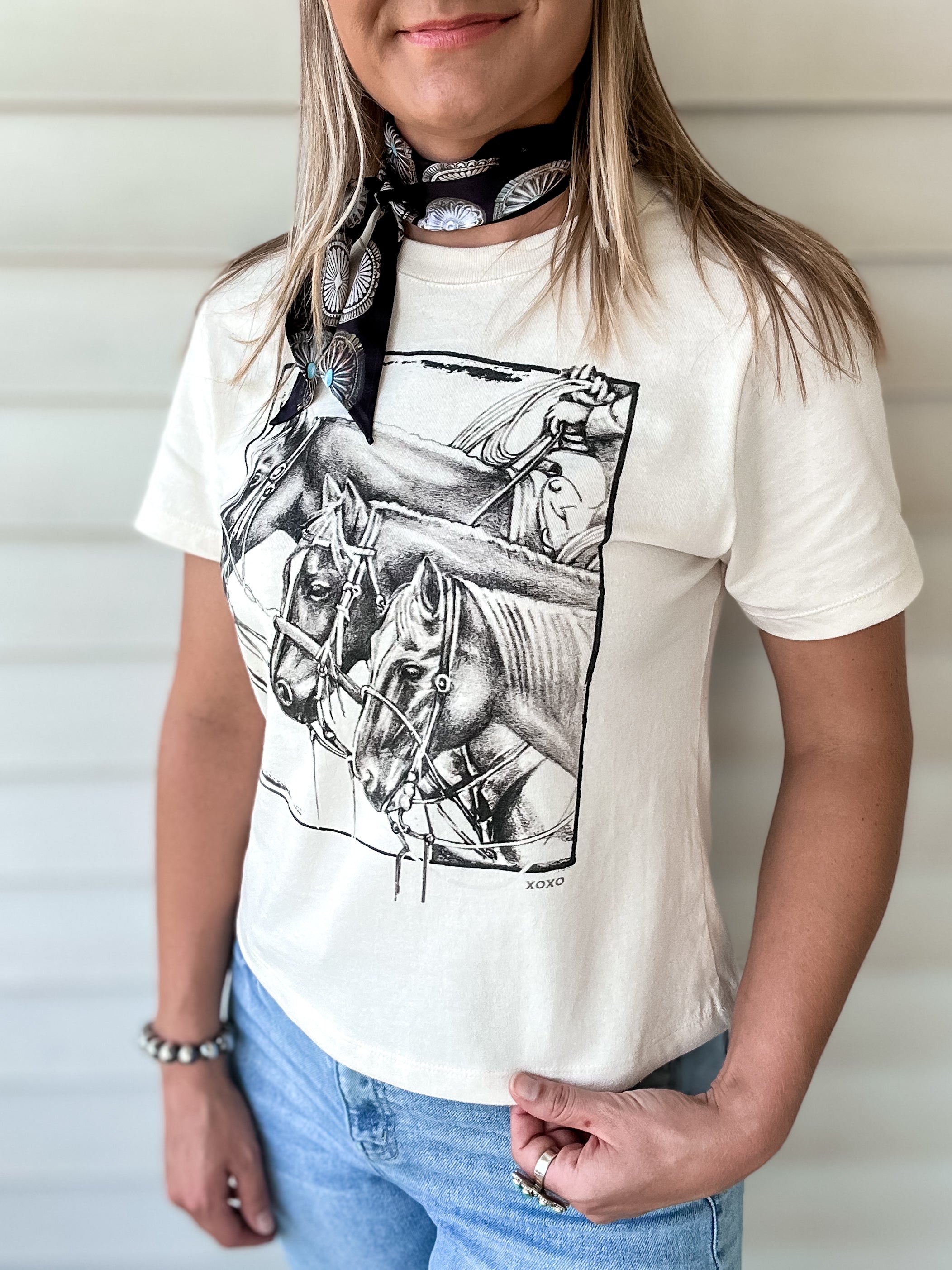 Triple Horse Boxy Tee