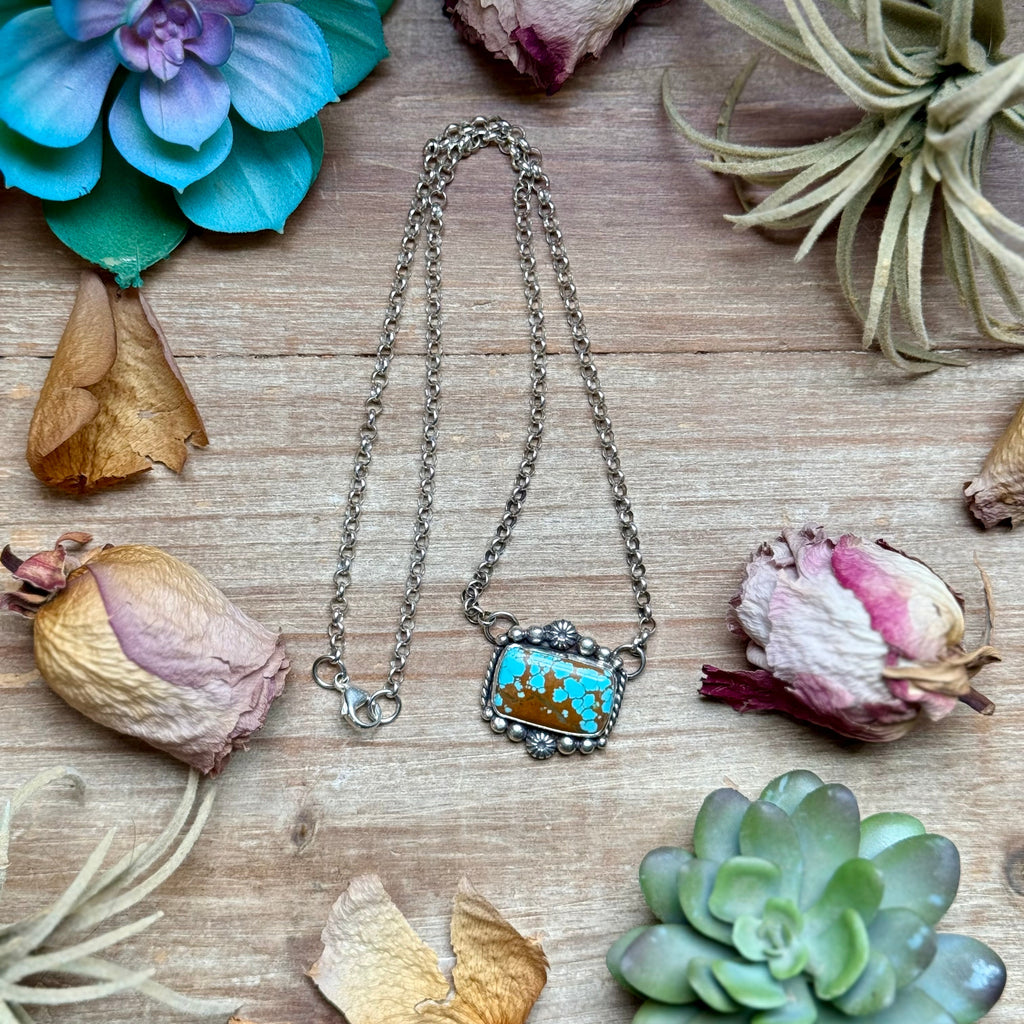 112 - Sterling Silver Mine #8 Turquoise Bar Necklace by Jason Ogg