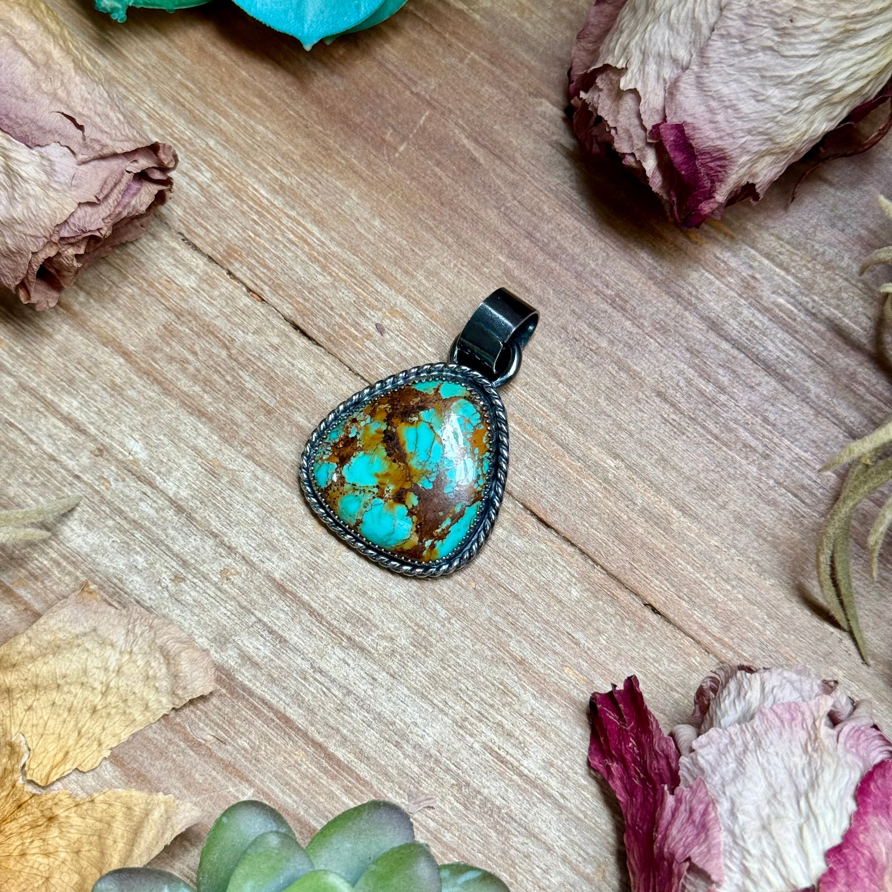 MJ Turquoise Sterling Silver Pendant – Rounded Triangle