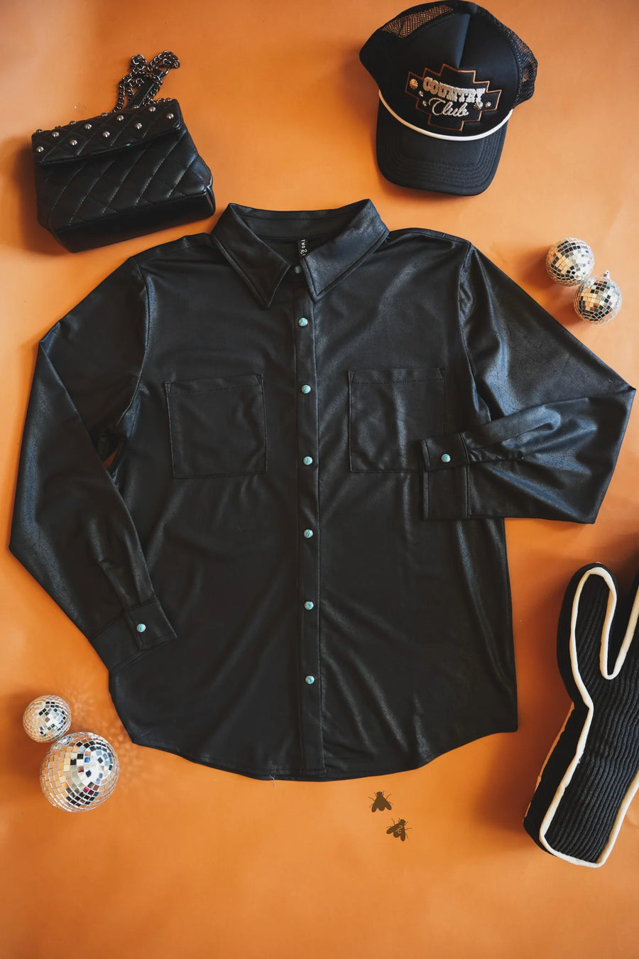 Leather Lux Button Up (Black)