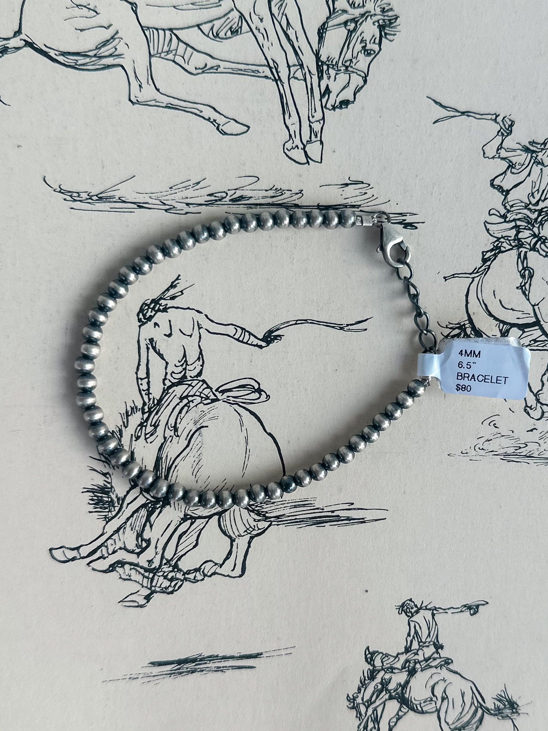 4mm Sterling Silver Pearl Bracelet