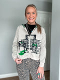 Western graphic zip up hooded jacket