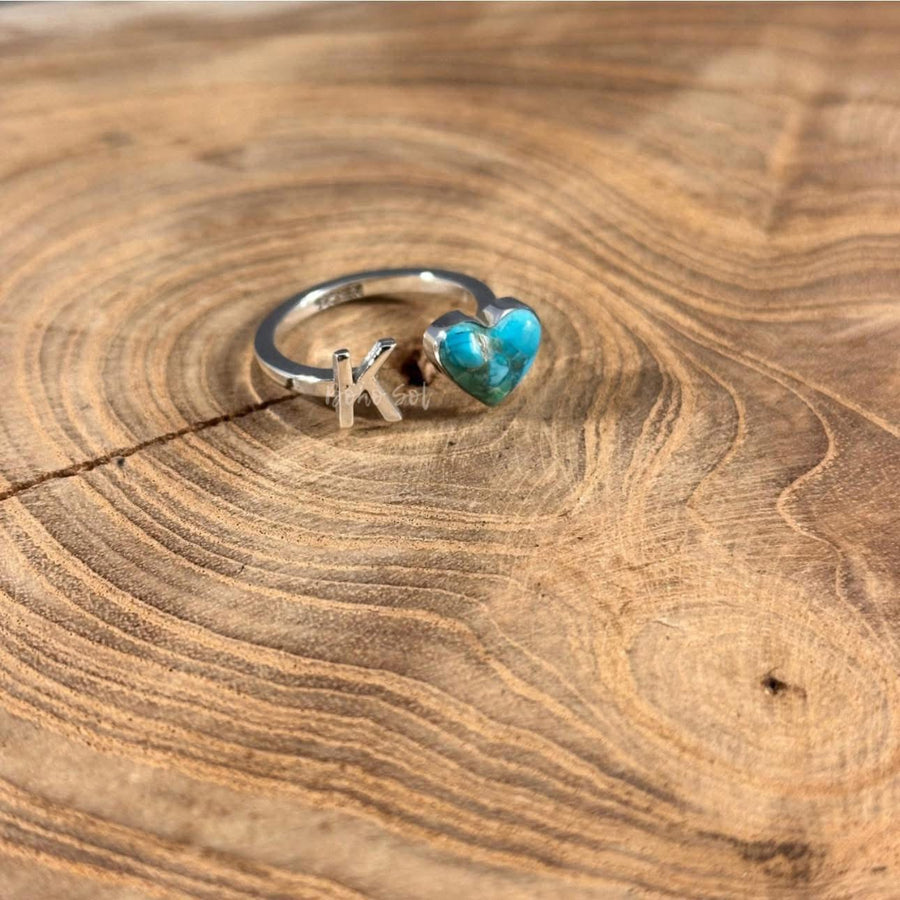 Initial Heart Adjustable Ring