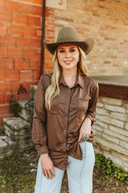 Leather Lux Button Up (Chocolate)