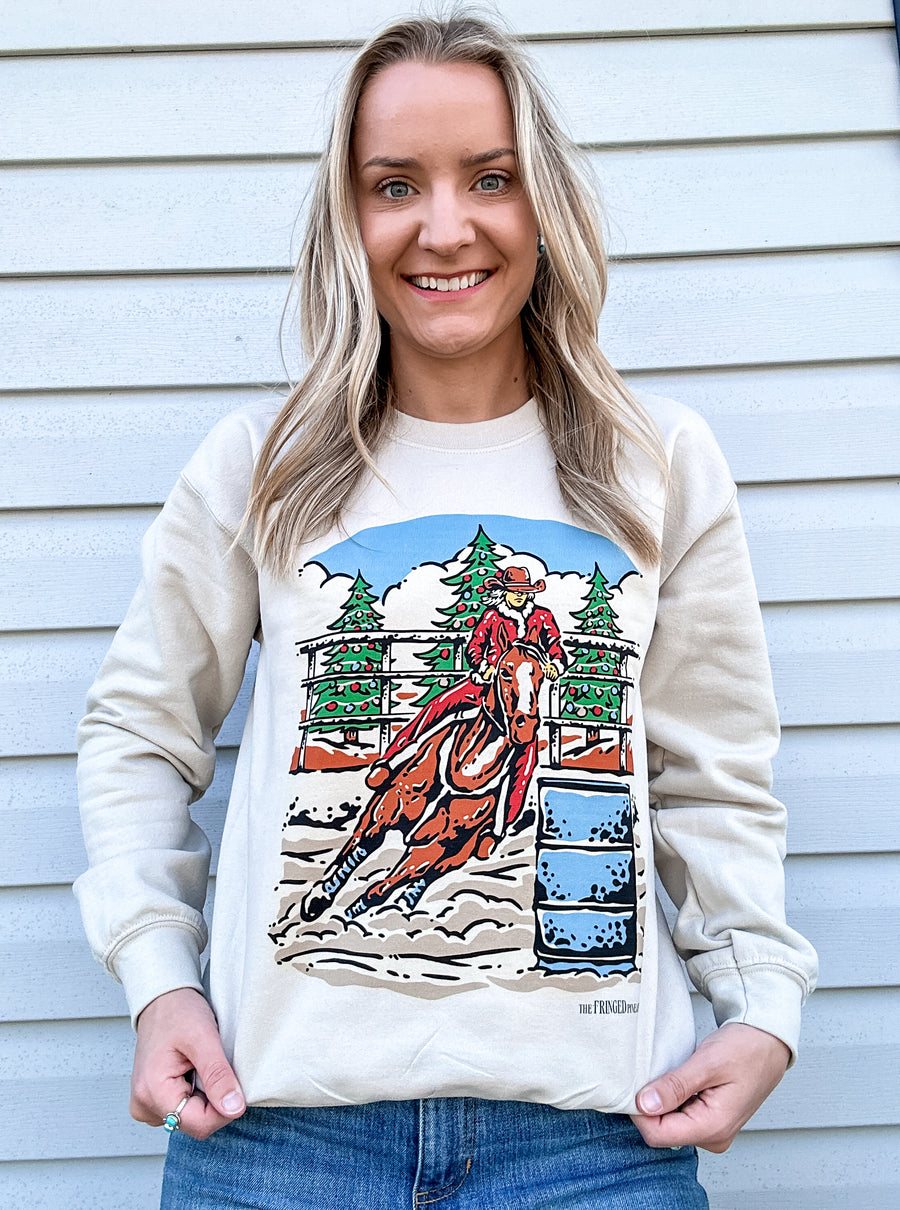 Mrs. Clause Barrel Racing Crewneck (Seasonal Item Non-Returnable)