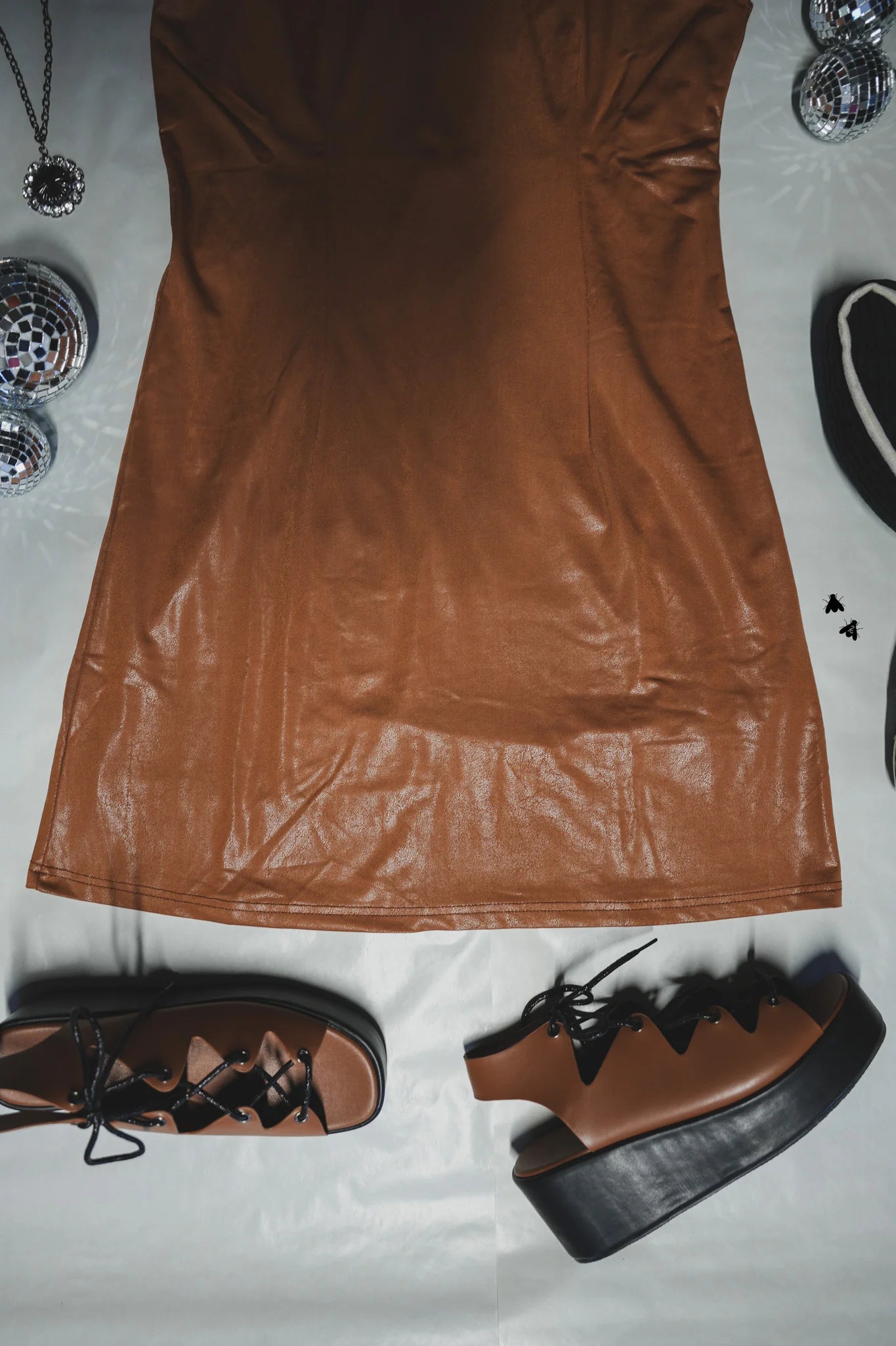 Leather Lux Dress (Saddle)