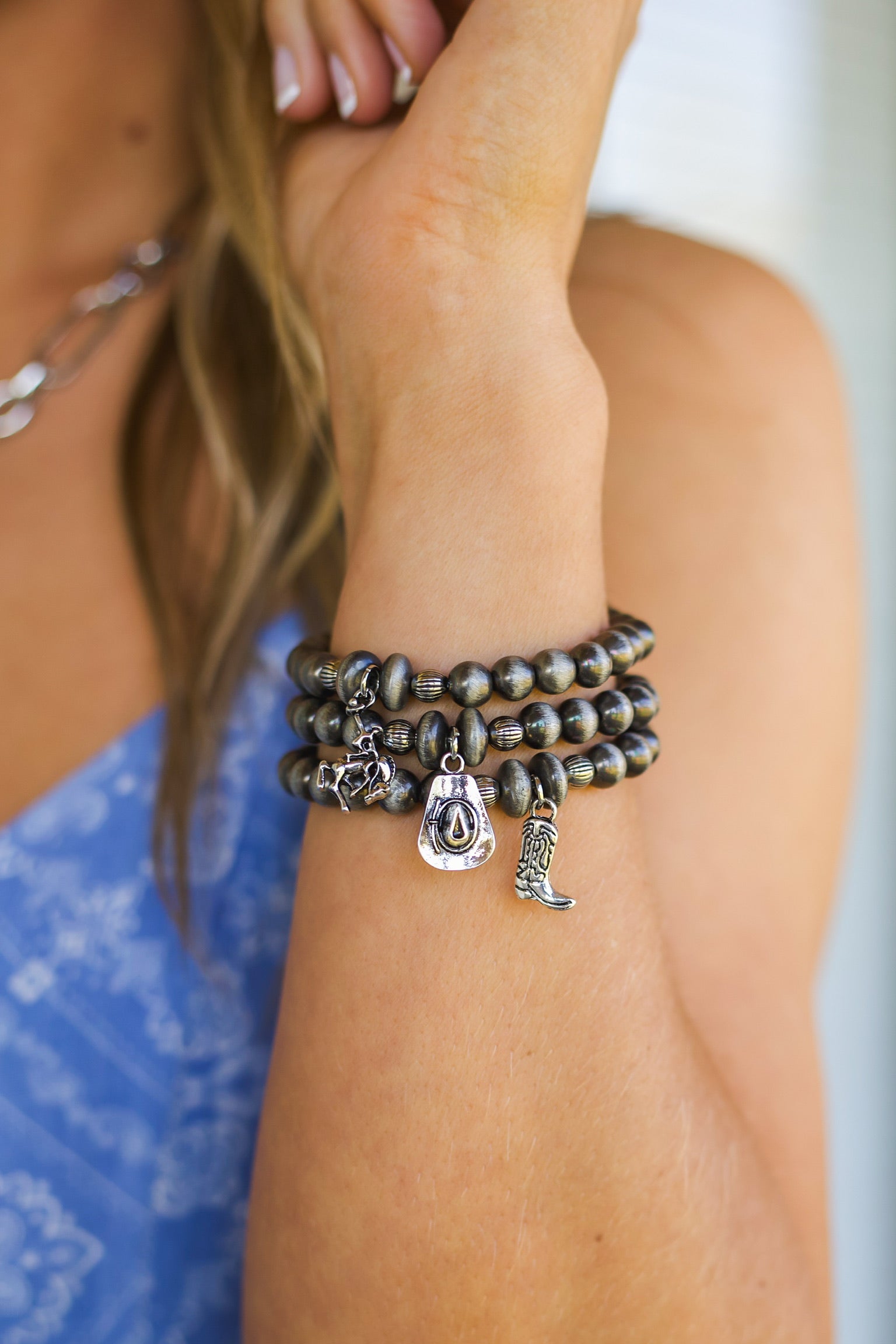 Cowgirl Charm Bracelet Set (Silver)