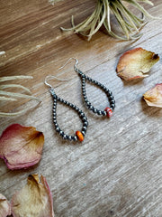 Teardrop Earrings – Sterling Silver with Spiny Oyster Center