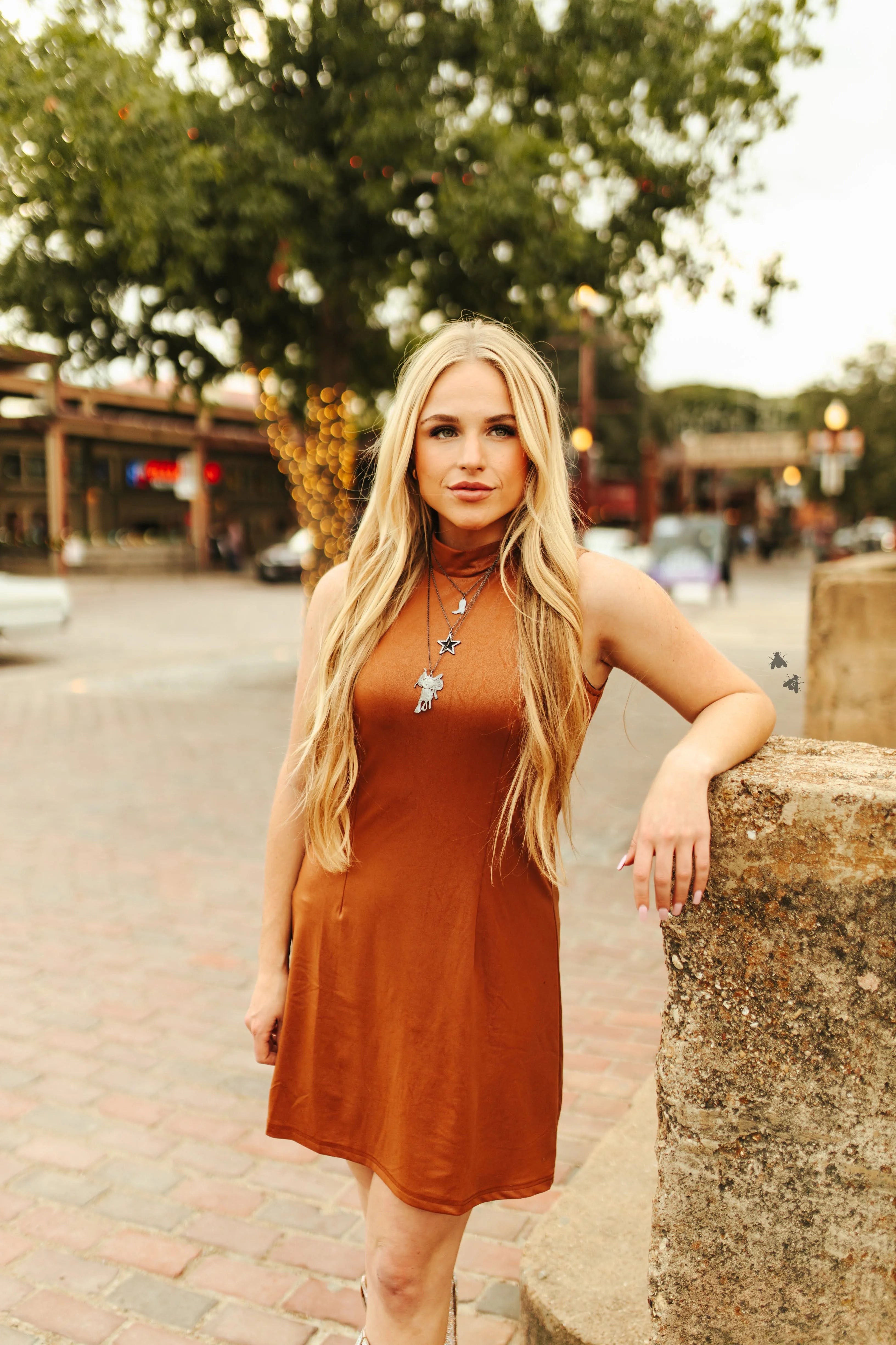 Leather Lux Dress (Saddle)