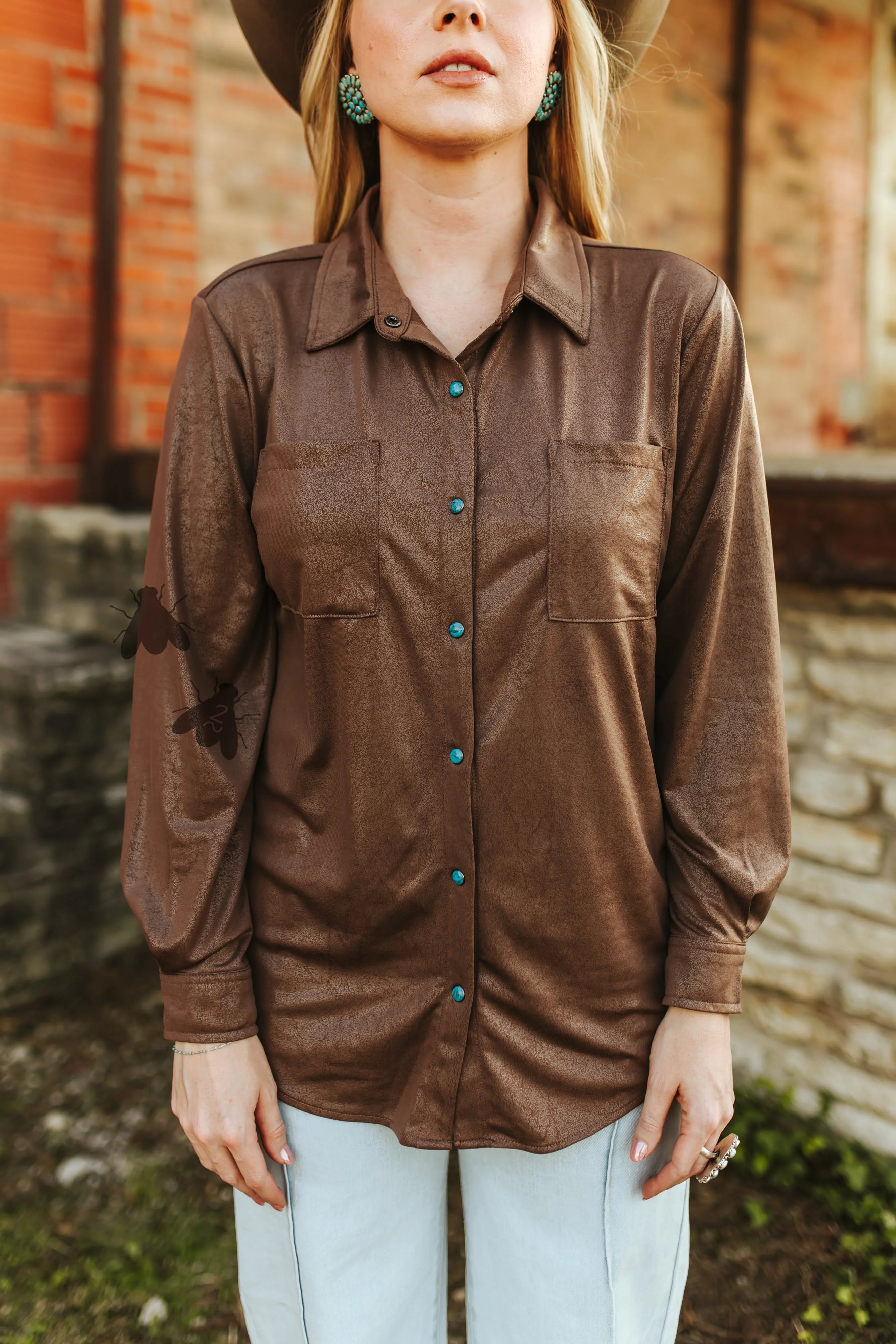 Leather Lux Button Up (Chocolate)