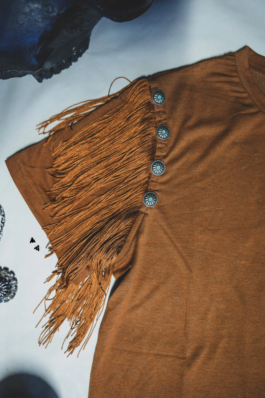 Get Fringey With It Tee (Saddle)