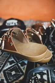 Buckle Down Sandals Tan