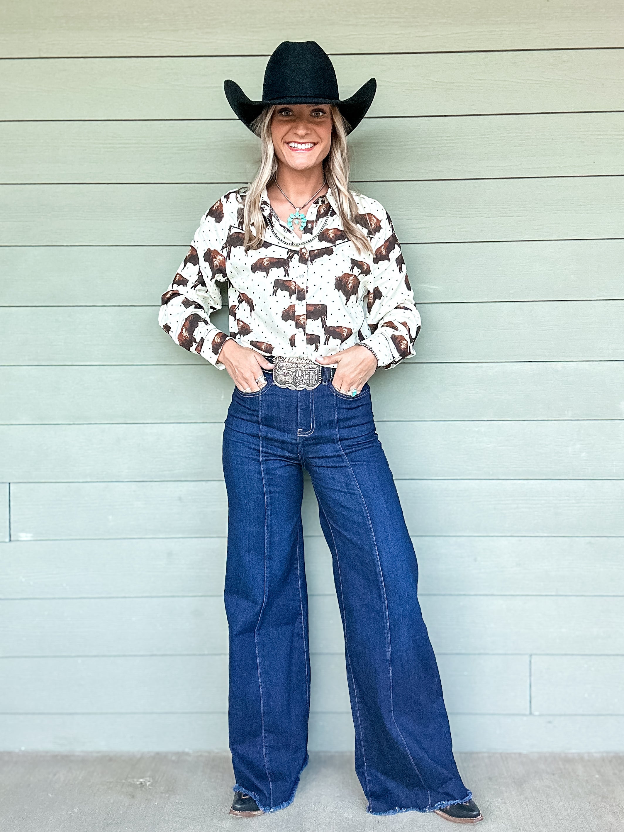Buffalo Cowgirl Pearl Snap Button Up