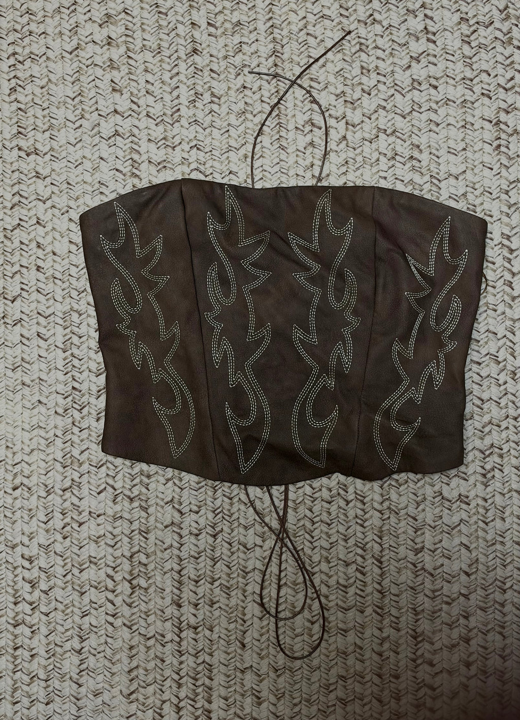 Brown Bootstitch Corset Top