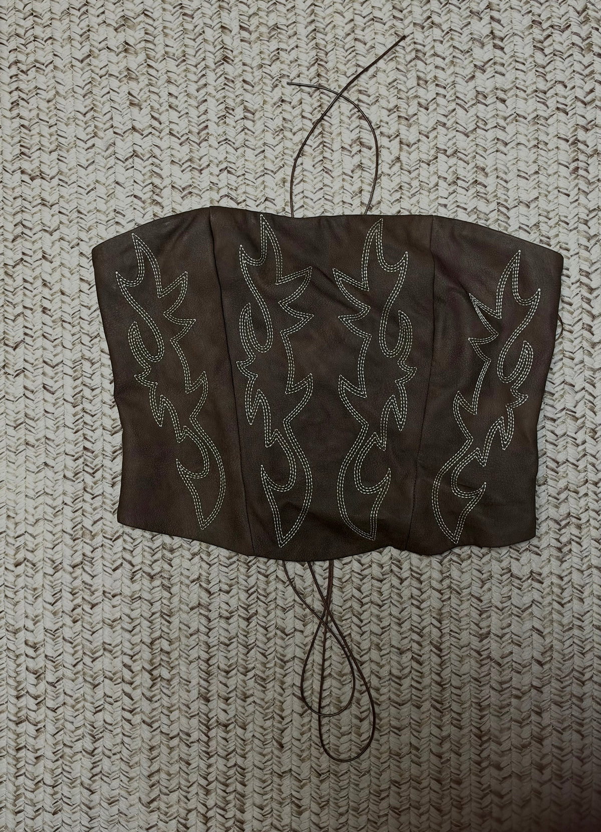 Brown Bootstitch Corset Top
