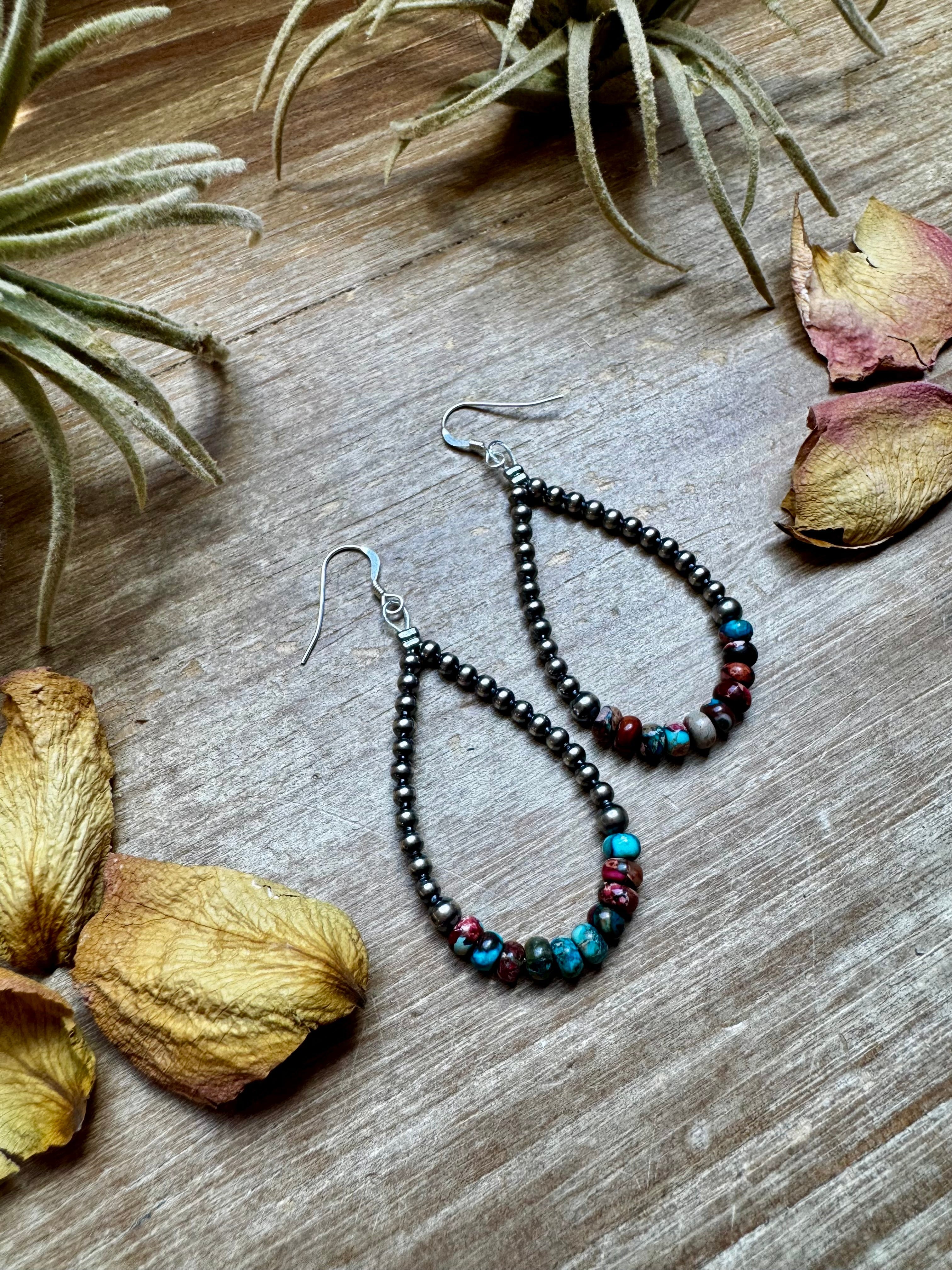 Teardrop Earrings – Sterling Silver Pearl & Sea Sediment