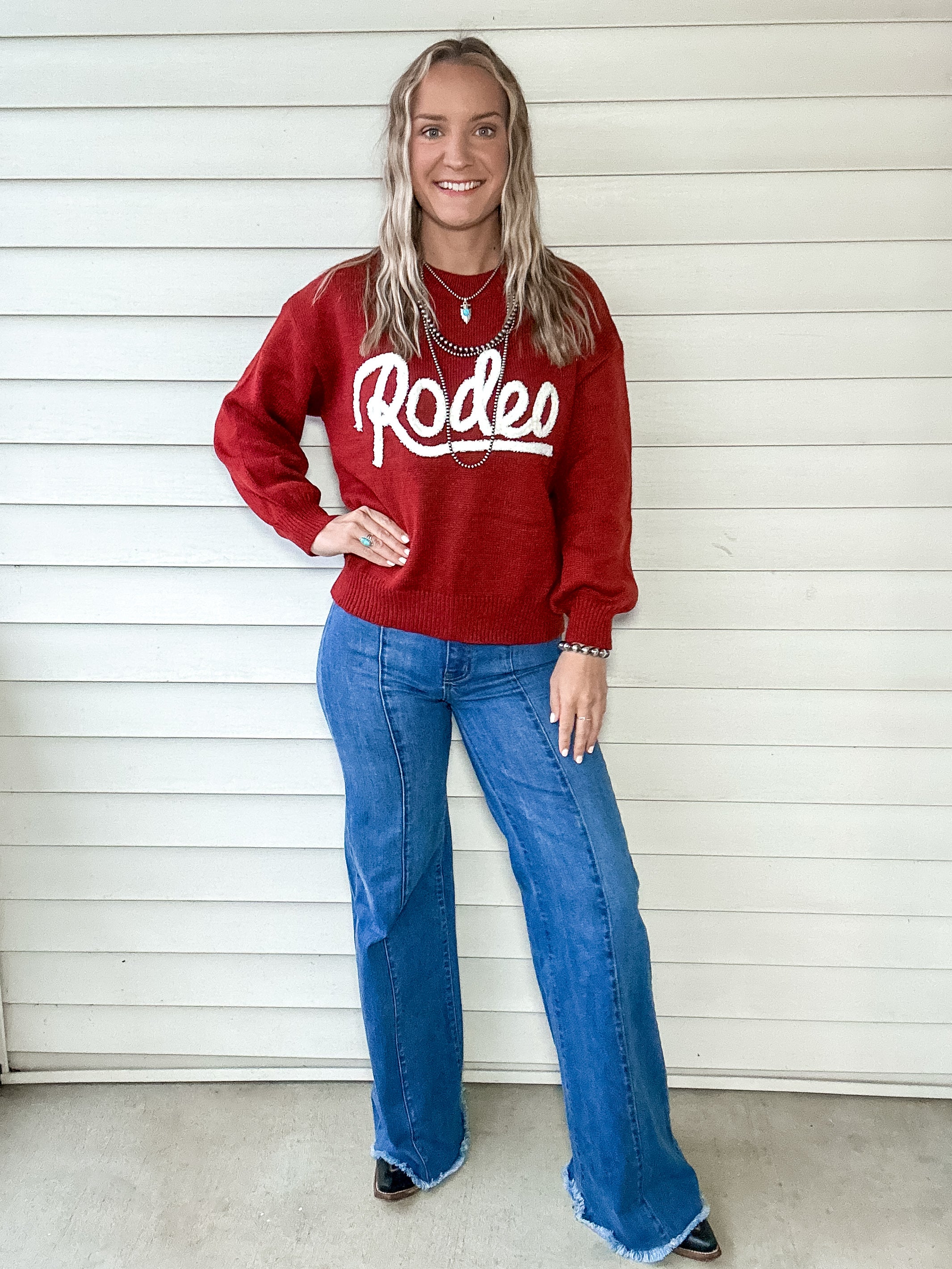 Rodeo Puff Sweater (Red)