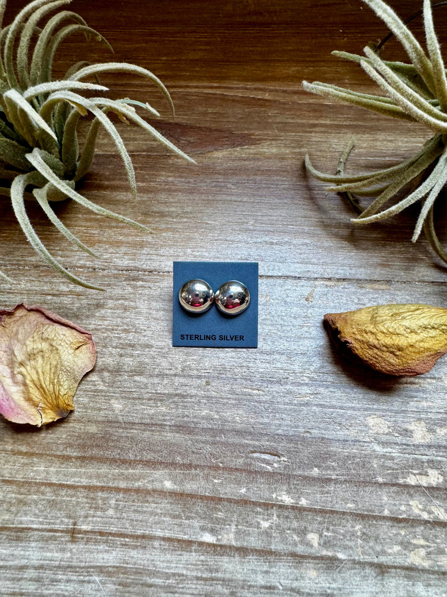 Simple Sterling Silver Stud Earrings – 10mm Round