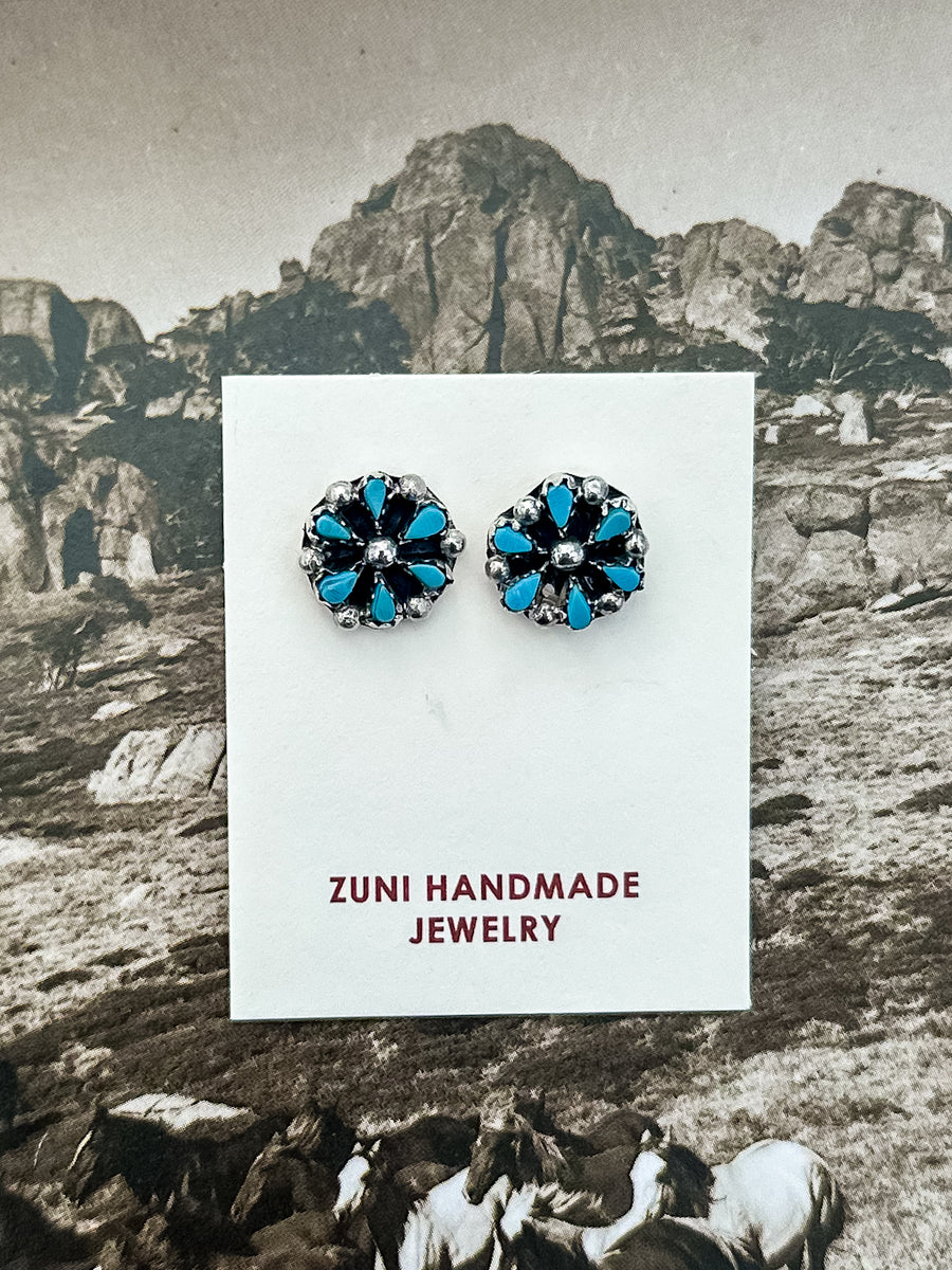 Zuni Handmade Flower Earrings